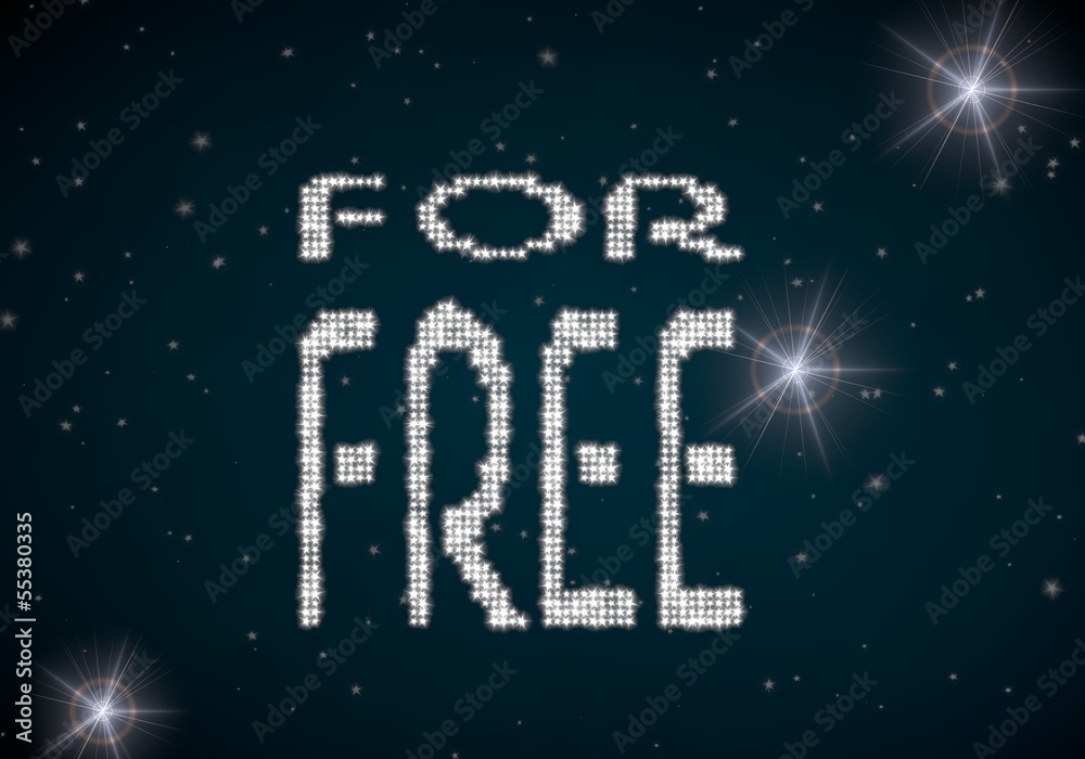 3d render of a glowing free symbol glittering on night sky 3d render of a glowing free symbol glittering on night sky