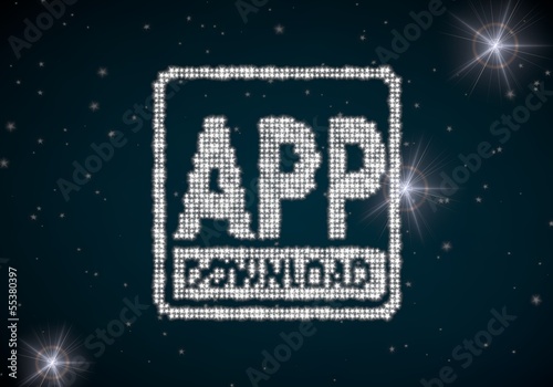 app download symbol glittering on night sky