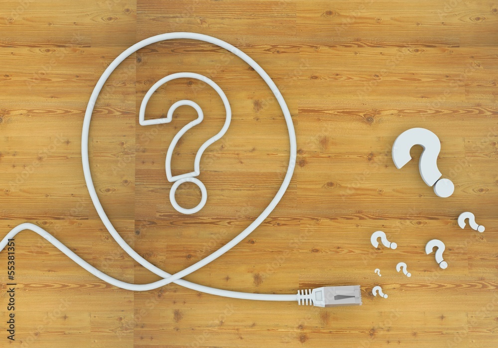 3d graphic of a creative question icon formed by an cable 3d graphic of a creative question icon formed by an cable