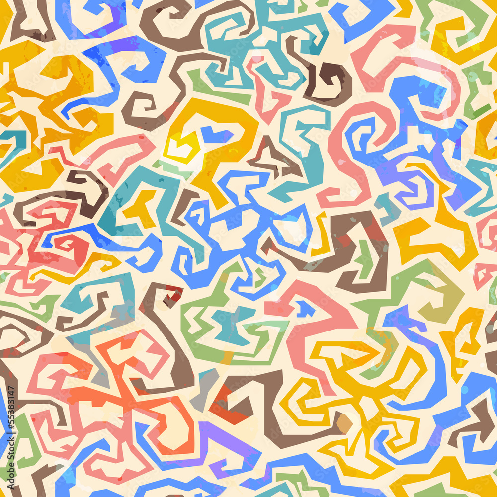 colored maze seamless pattern with grunge effect