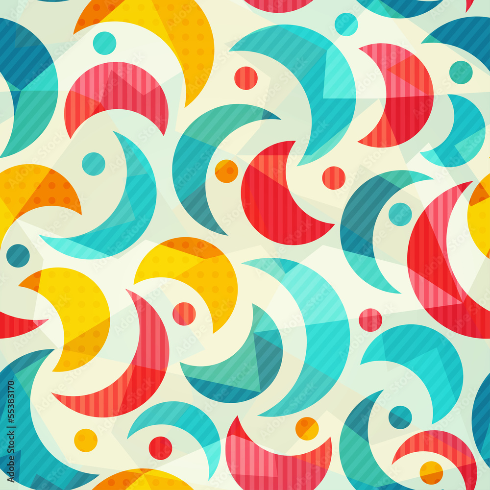 colored semicircle seamless pattern with glass effect