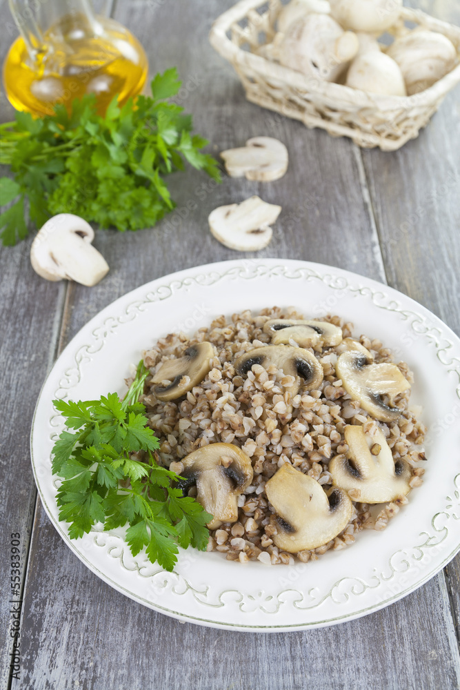 Buckwheat porridge with mushrooms