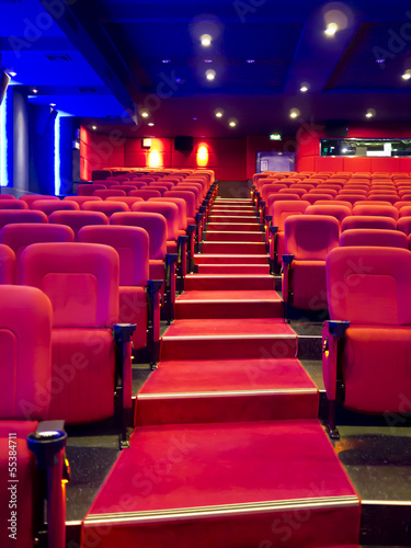 Red seats of cinema hall