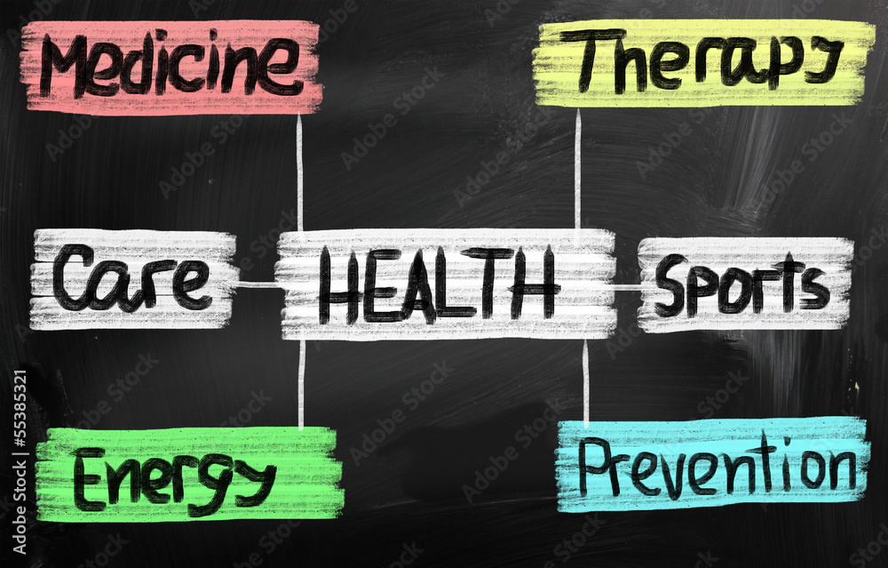Health concept handwritten with chalk on a blackboard Health concept handwritten with chalk on a blackboard