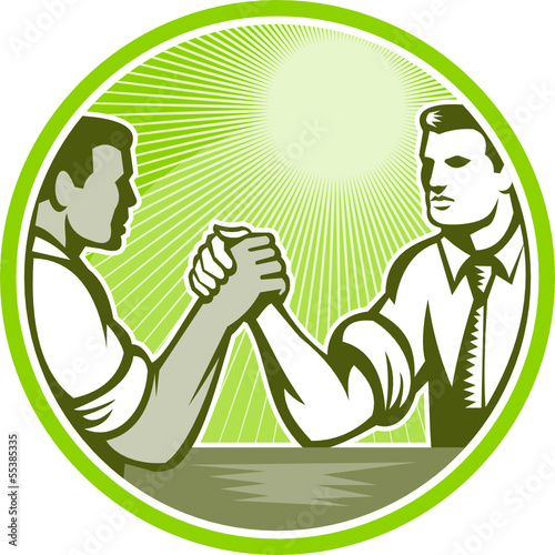 Businessman Office Worker Arm Wrestling