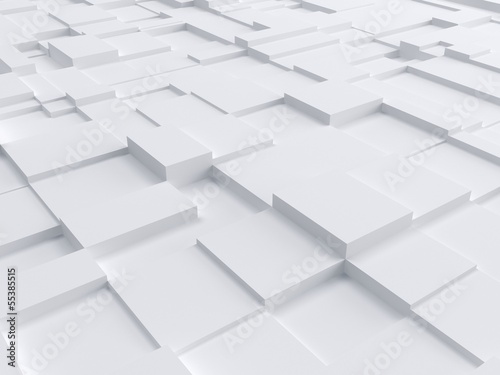 Perspective of abstract image of white cubes background