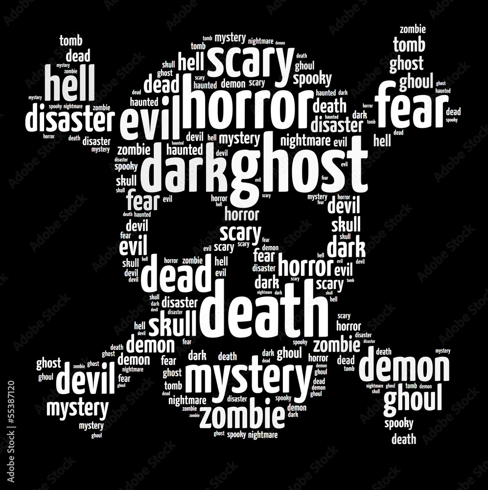 Words illustration of skull with cross bones Words illustration of skull with cross bones