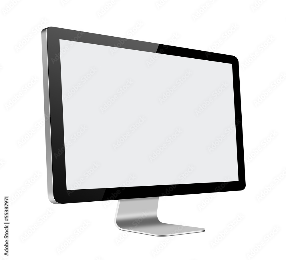 LCD Computer Monitor with blank screen on white background LCD Computer Monitor with blank screen on white background