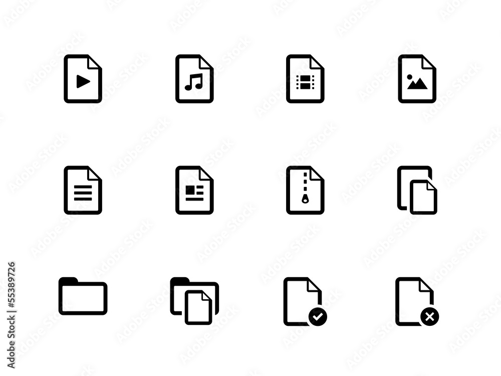 Set of Files icons on white background. Set of Files icons on white background.