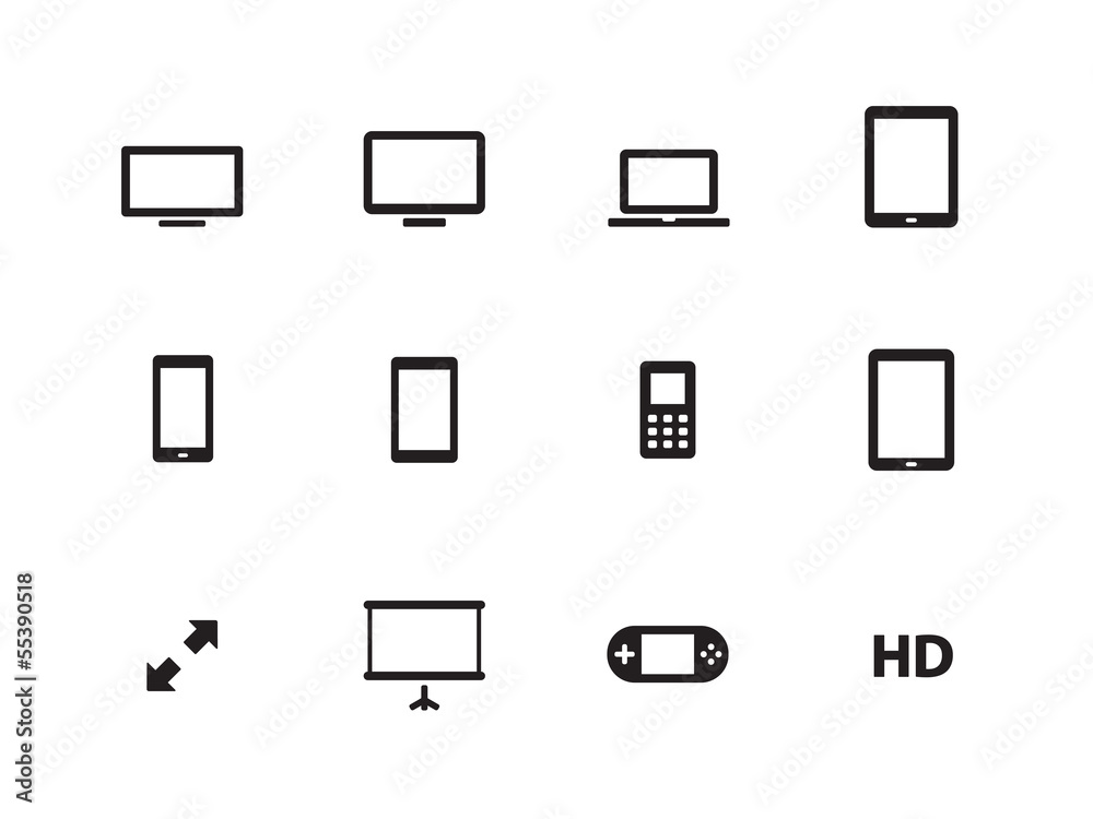 Screens icons on white background. Screens icons on white background.