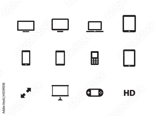 Screens icons on white background.
