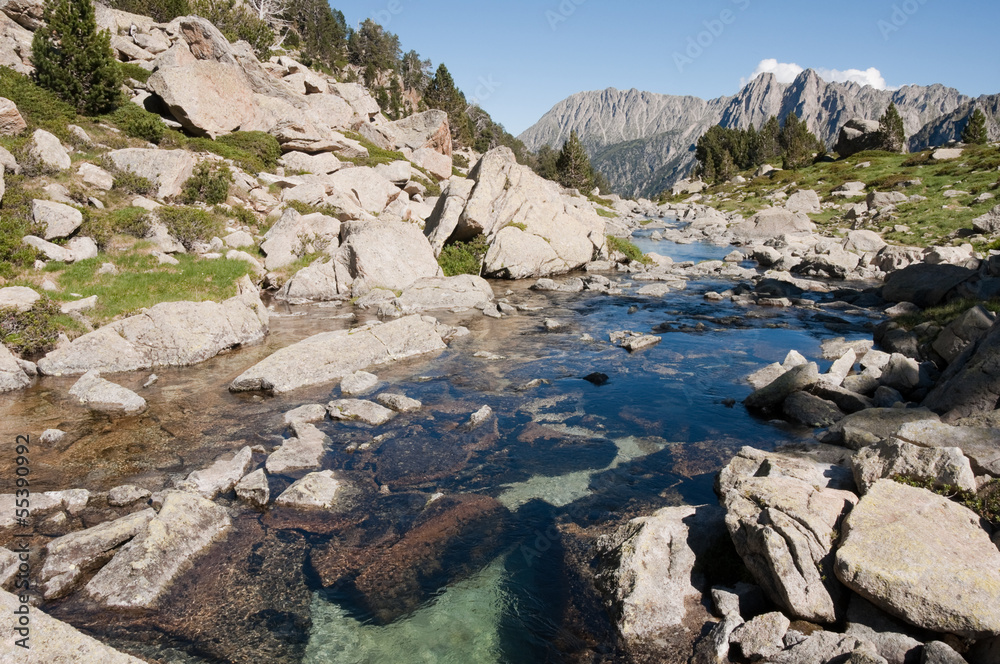 Creek at Aiguestortes and Sant Maurici National Park, Pyrenees
