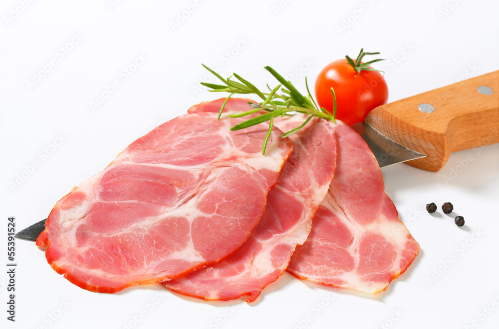 Thin slices of smoked pork