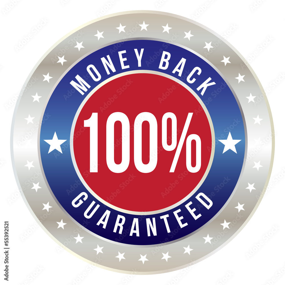100 percent money back guaranteed badge, vector format
