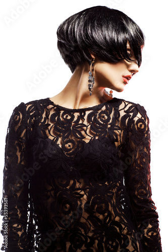 Studio shot of Sexy Fashionl Woman in Black Dress