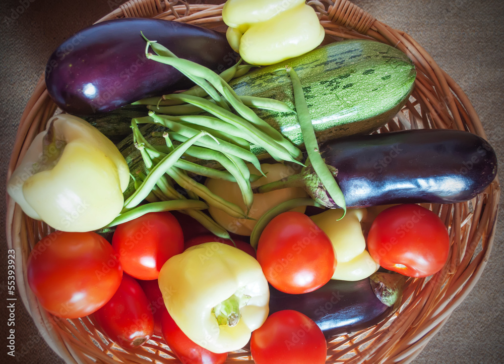 organic food background Vegetables in the basket organic food background Vegetables in the basket