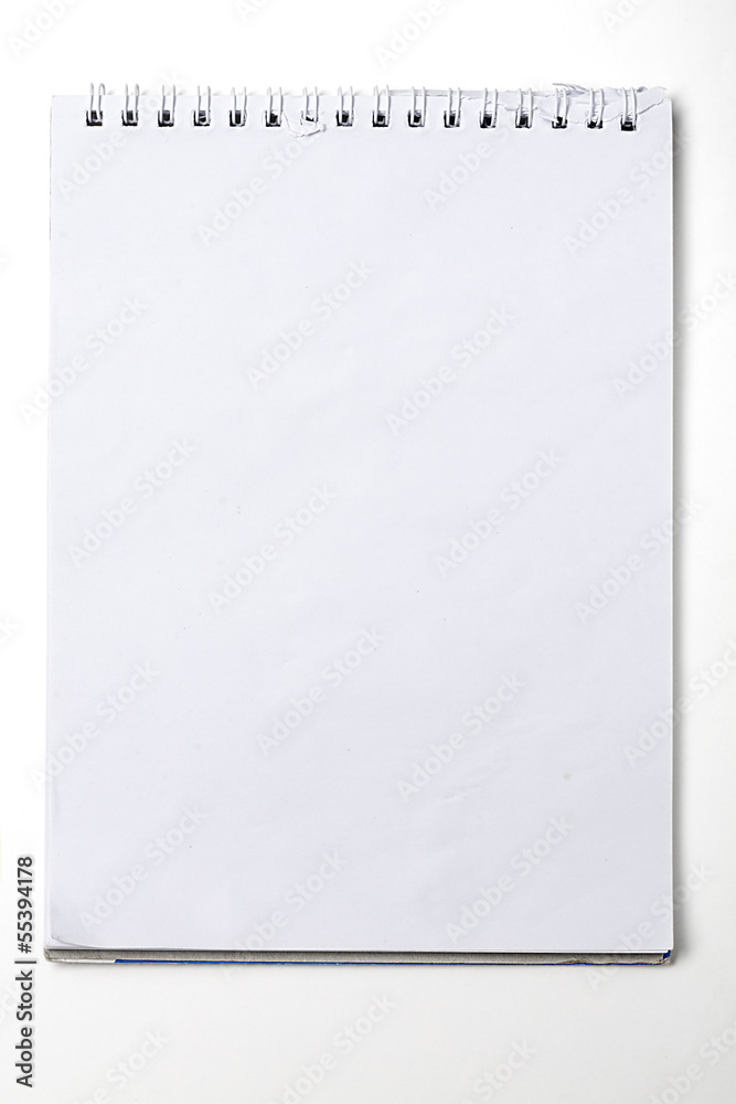 used blank note book with ring binder isolated on white used blank note book with ring binder isolated on white