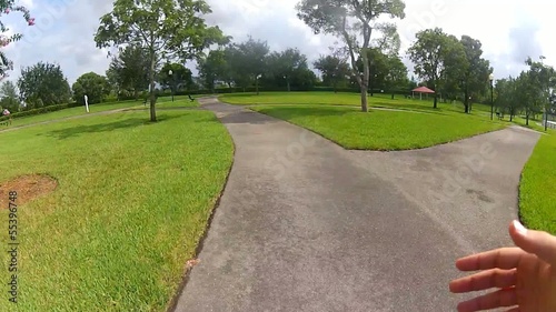 POV running on a outdoor path. Point of View runner photo