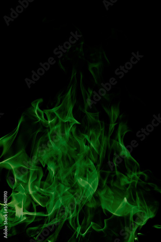 green fire on black background