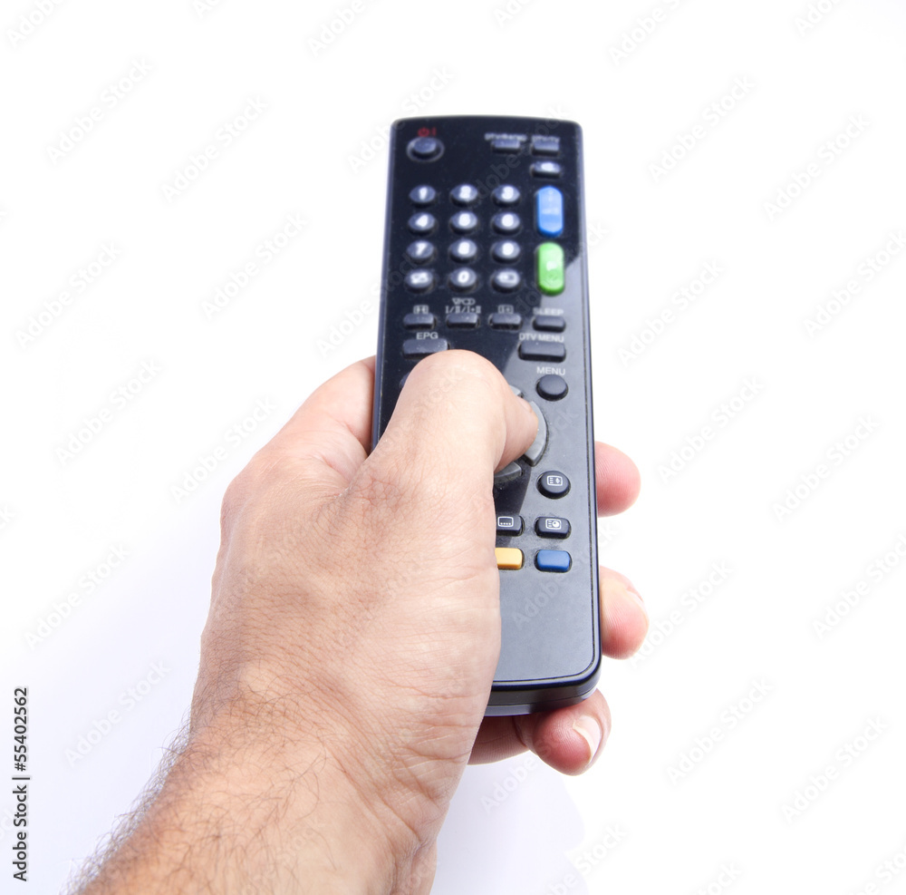 man hand holding a tv remote Stock Photo | Adobe Stock
