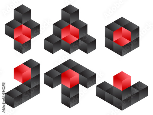 3d Cube Logo Icon Design Set  Vector Illustration.