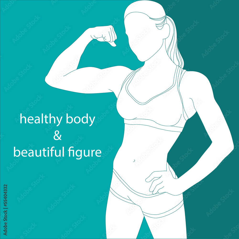 silhouette of a attractive woman athletic build Stock Vector
