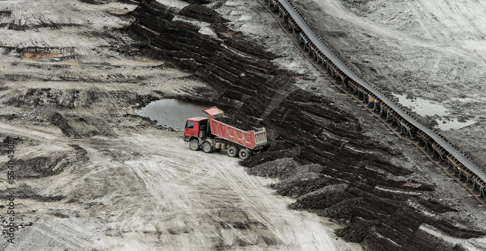 Coal mining in an open pit Coal mining in an open pit