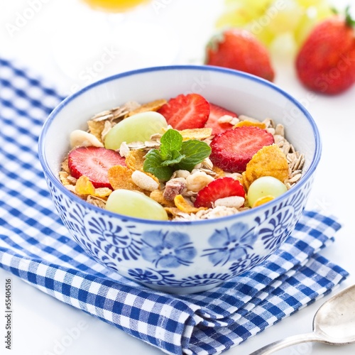 Breakfast muesli with fruits