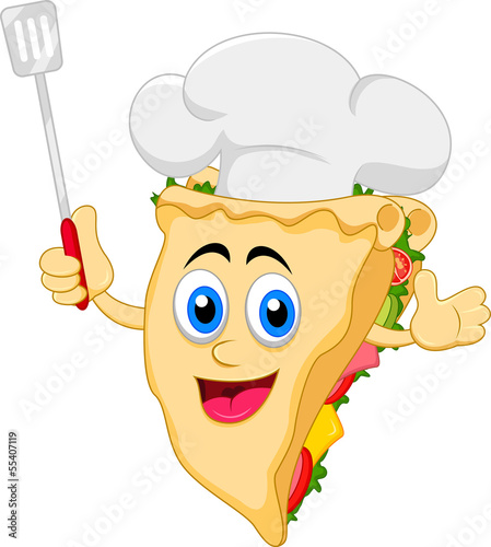 funny cartoon sandwich chef character