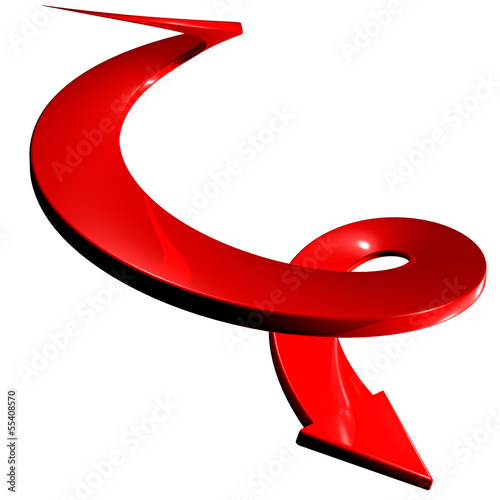 Freccia rossa a spirale curve 3d photo