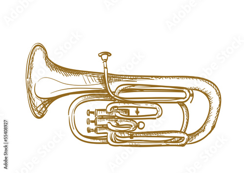 hand drawn baritone horn photo