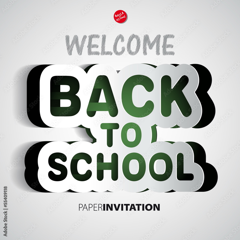 Naklejka premium Welcome Back to school paper sign - vector illustration