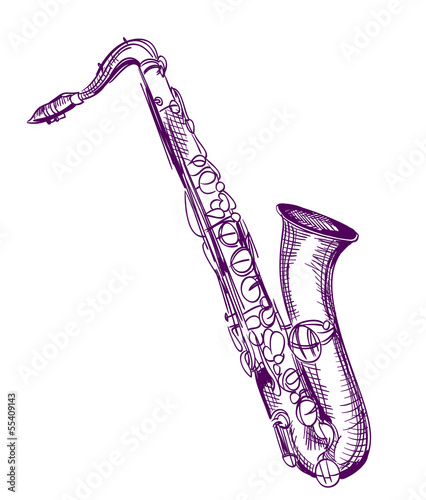 hand drawn classical alto saxophone