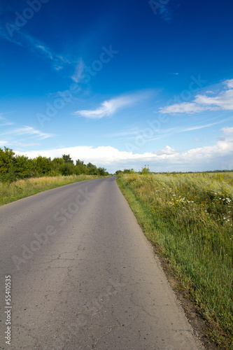 old asphalt road on nature