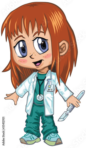 Anime Style Red Haired Doctor Girl