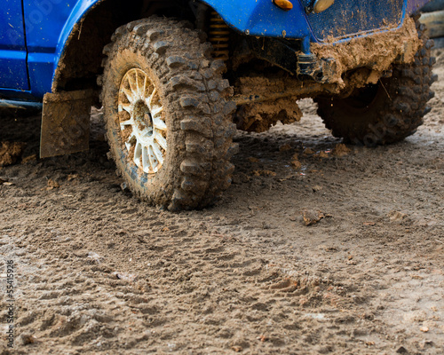 wheel in dirt.