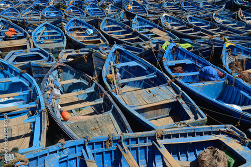 Wallpaper Mural Small wooden blue fishing boats in harbor of Essaouira, Morocco Torontodigital.ca