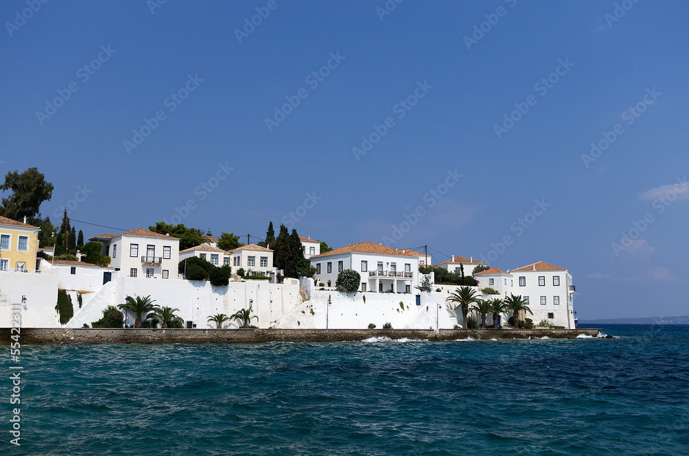 White houses in Spetses island, Greece