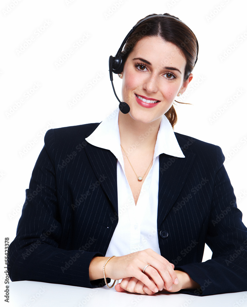 Business woman in headsets. Business woman in headsets.