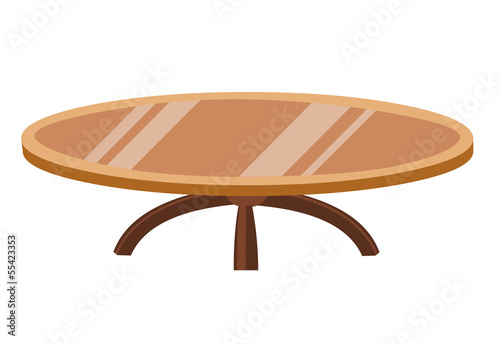 wooden round table isolated illustration