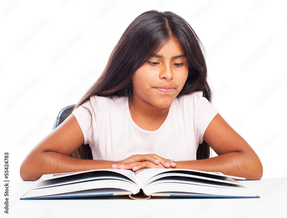 girl reading a book on a white background girl reading a book on a white background