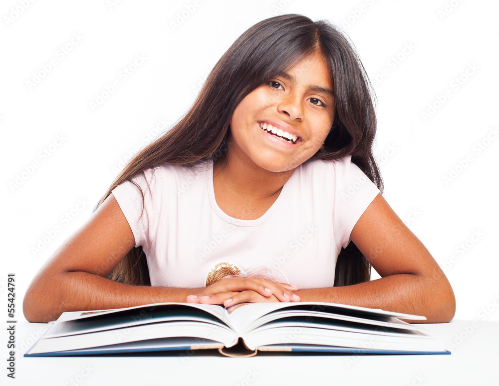 girl reading a book on a white background girl reading a book on a white background