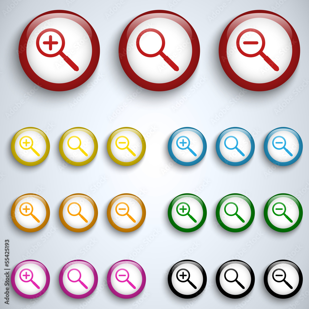 Vector - Magnifying Lens Button Set Icon Vector
