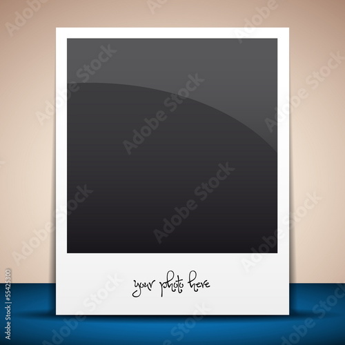 Vector illustration of blank photo frame over soft background 