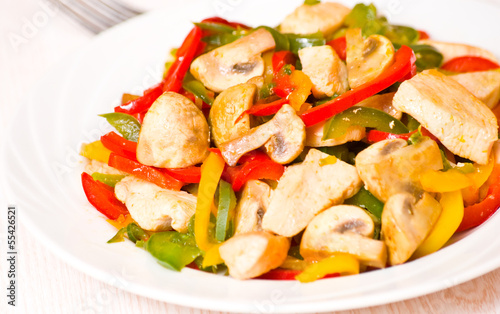 chicken with sweet peppers and mushrooms