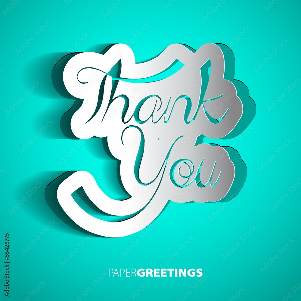 Fototapeta premium Thank You signature from paper