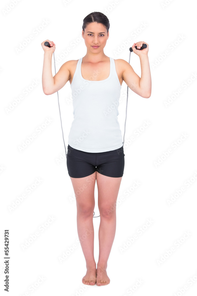 Peaceful slender model jumping rope Peaceful slender model jumping rope