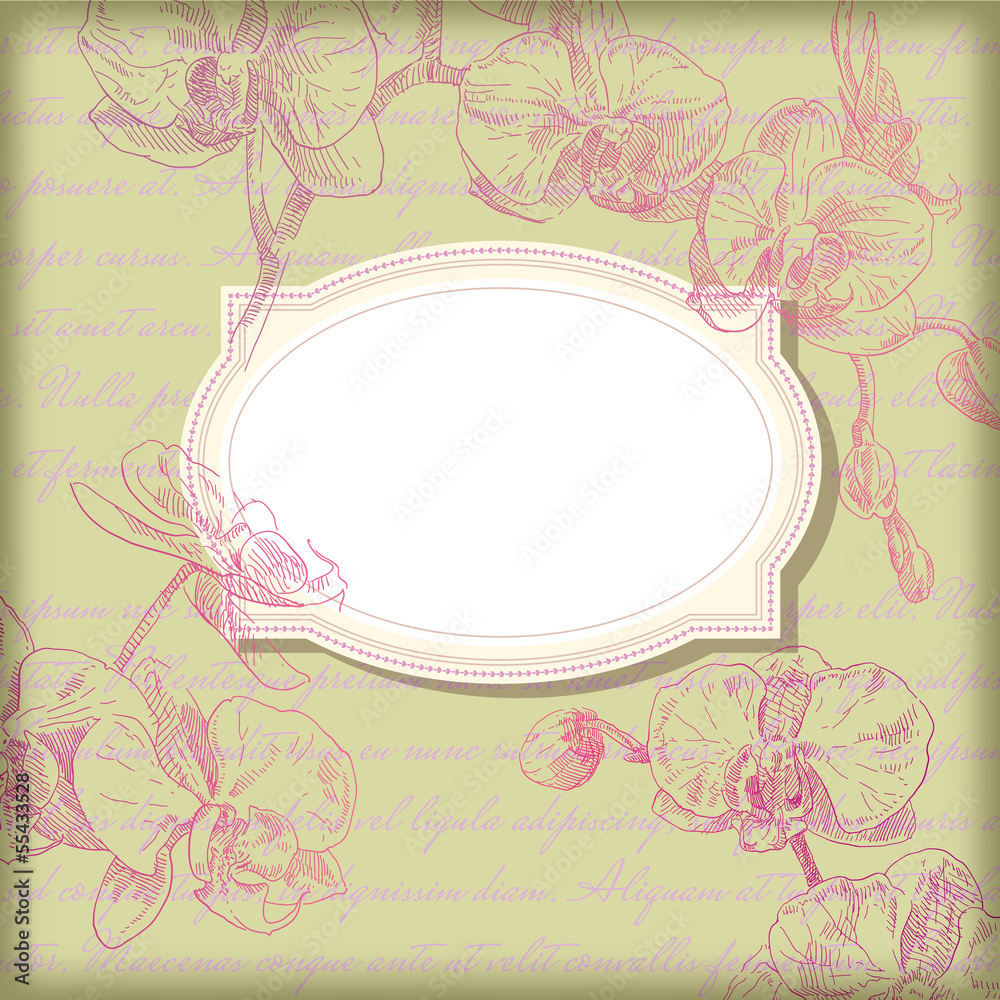 Hand drawing bridal card flower background