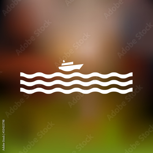 Stylized cruise liner and waves