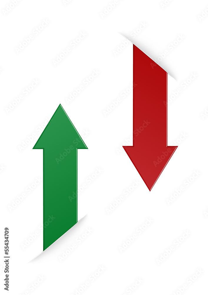 The green and red vertical arrows The green and red vertical arrows